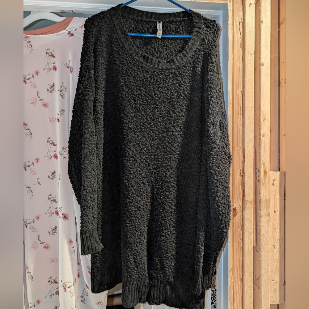 Cozy Black Women's Sweater : Popcorn 3x